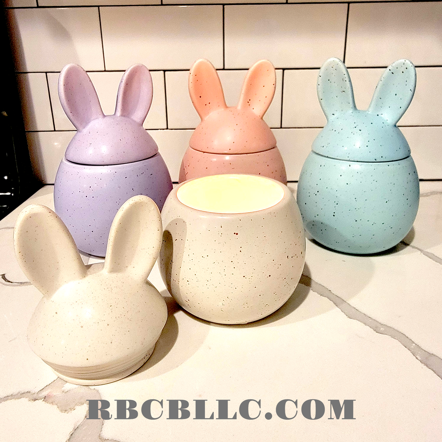 Ceramic Easter Bunny jar candles